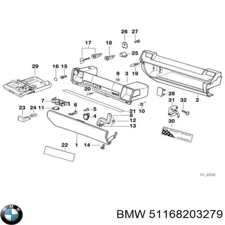 Amortiguador de tapa de guantera para BMW 3 (E36)