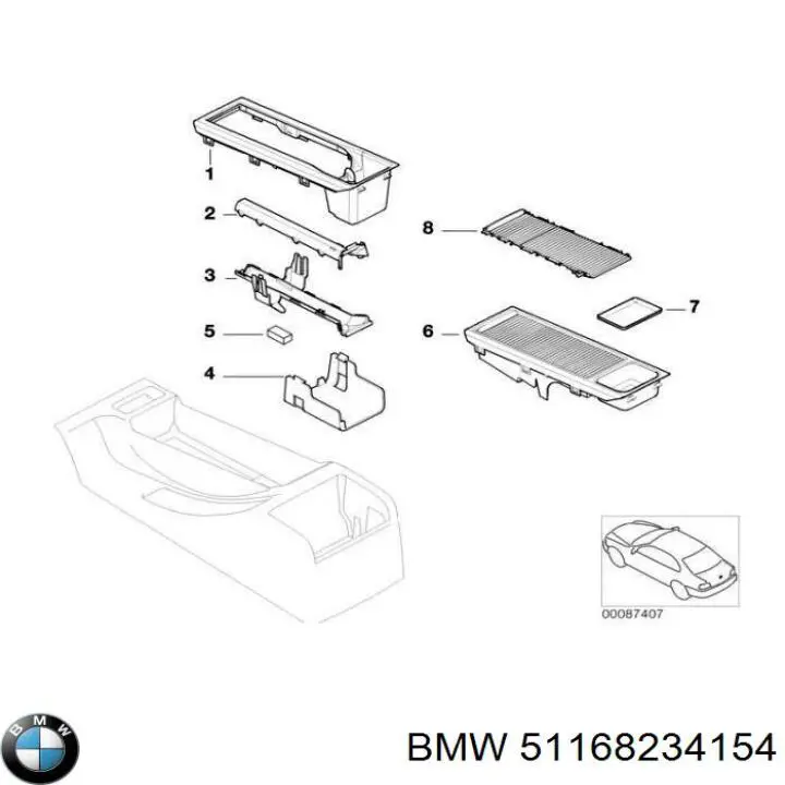 Comprar 51168234154 BMW Consola central del panel de control