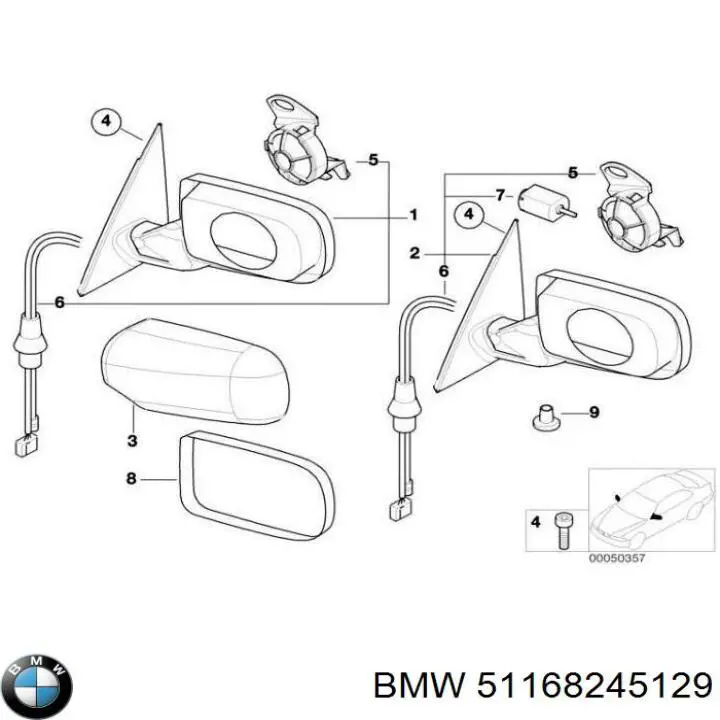 Comprar 51168245129 BMW Espejo de retrovisor izquierdo