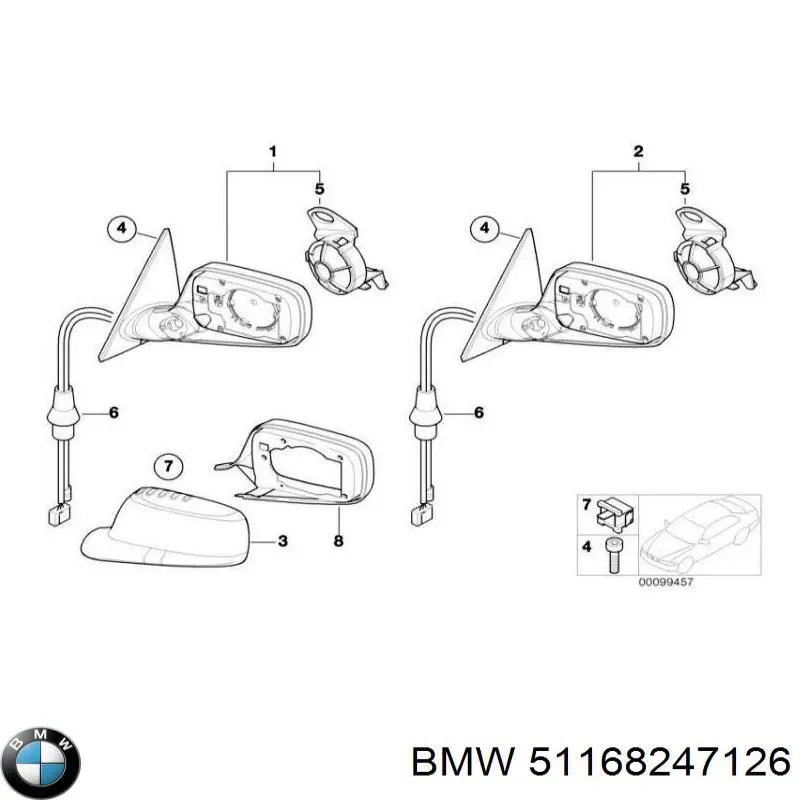 51168247126 BMW Carcasa interior del espejo retrovisor derecho