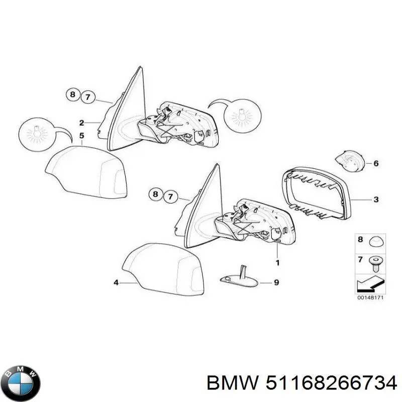 Superposicion(Cubierta) De Espejo Retrovisor Derecho para BMW X5 (E53)