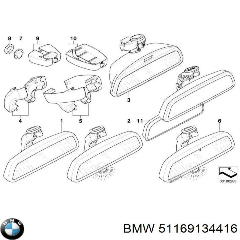 51169134416 BMW retrovisor interior