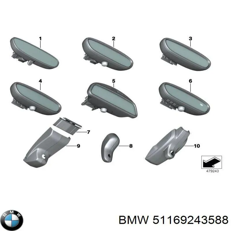 Espejo retrovisor interior para BMW 2 (F23)