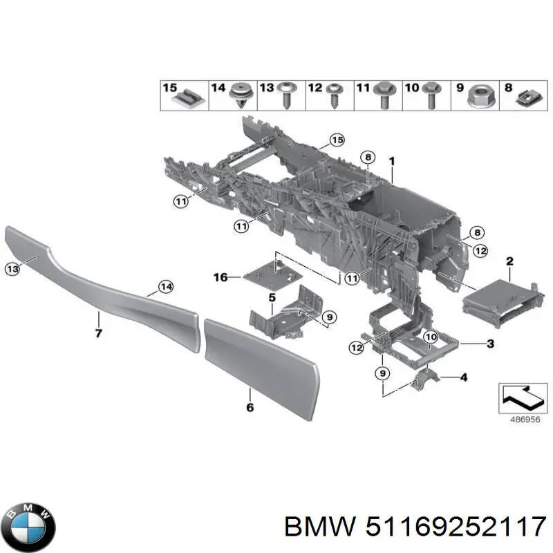 Consola central del panel de control BMW 51169252117 precio, desde 239,58 EUR