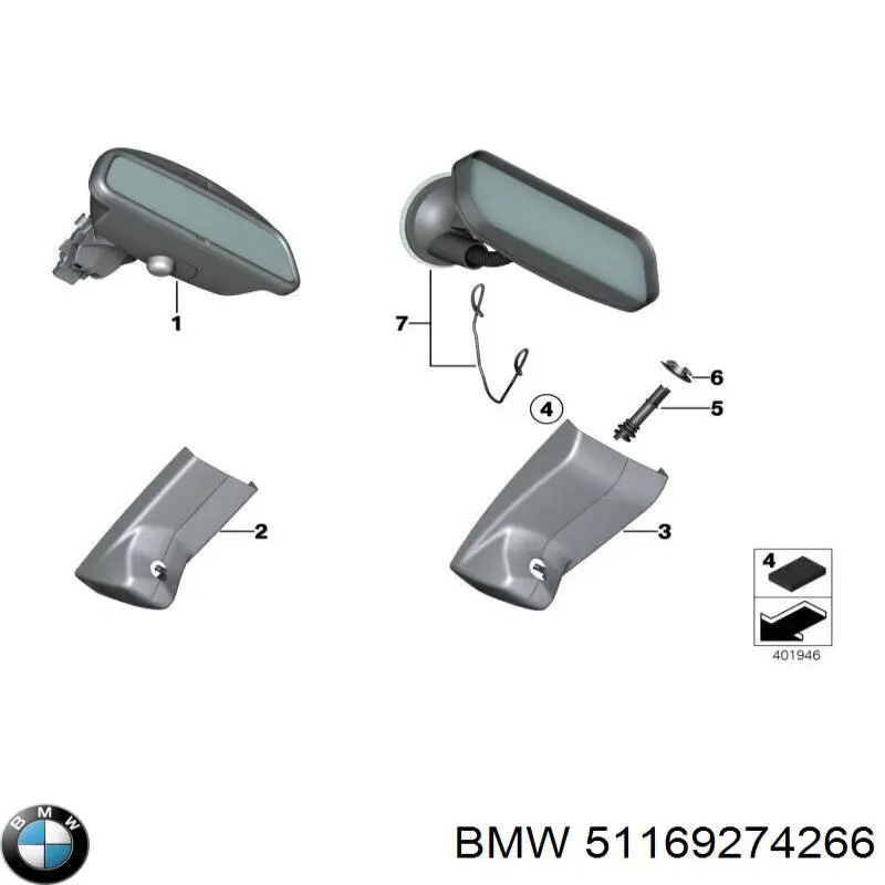 51169274266 BMW retrovisor interior