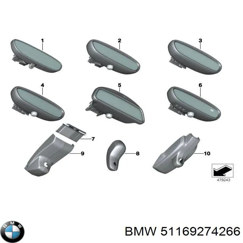 Espejo interior BMW 51169274266 precio, desde 60,98 EUR