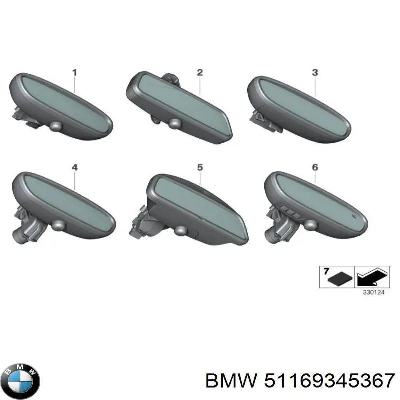 51166992176 BMW Espejo retrovisor interior