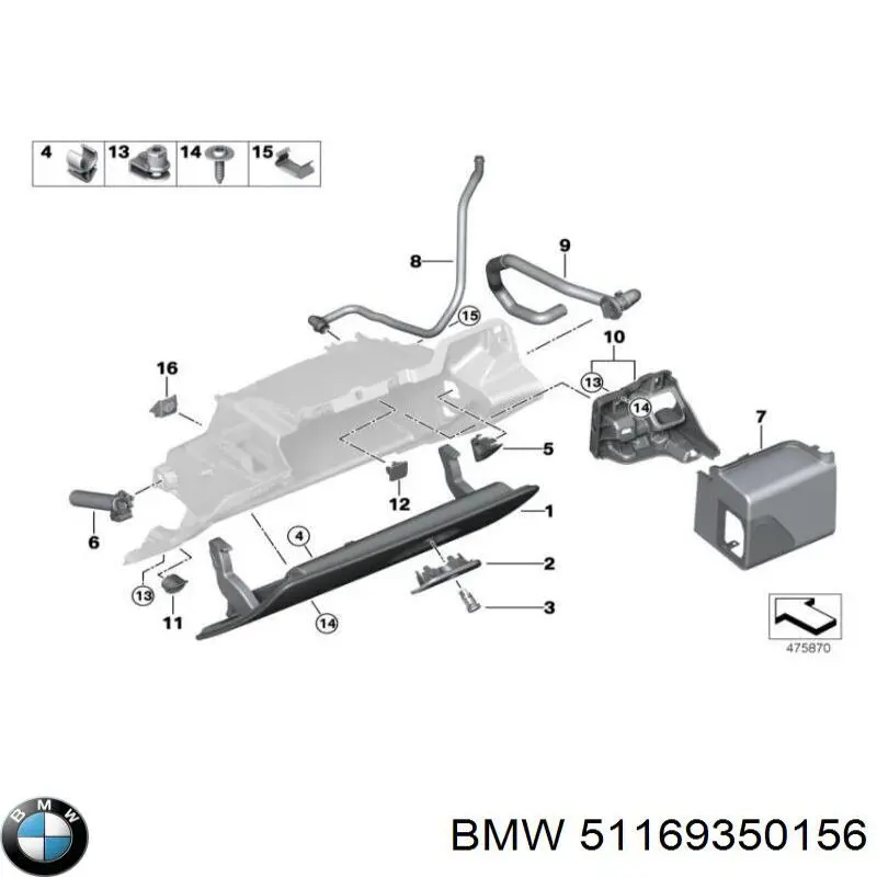 Amortiguador de tapa de guantera BMW 51169350156 precio, desde 34,48 EUR
