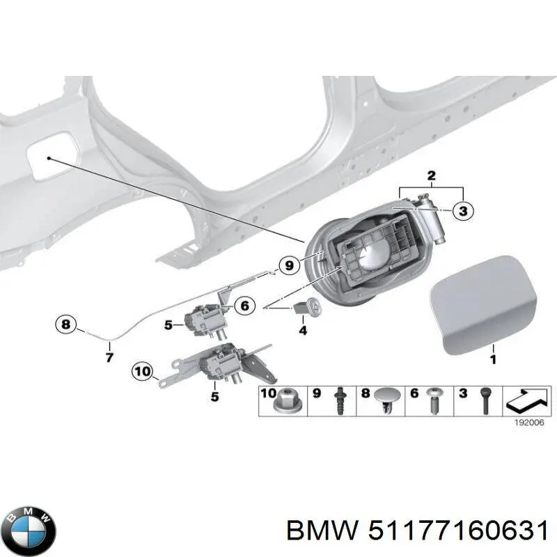 51177160631 BMW carcasa del tubo de llenado del depósito de combustible