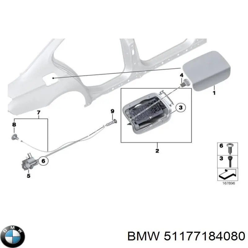 Carcasa del tubo de llenado del depósito de combustible BMW 7 (F01, F02, F03, F04)