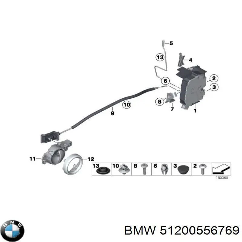 Cerradura de puerta delantera derecha para MINI Cooper (R56)