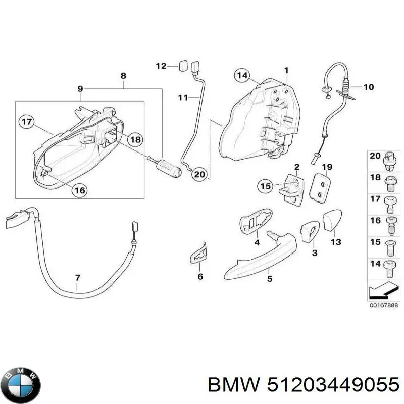 51203449055 BMW soporte de manilla exterior de puerta trasera izquierda