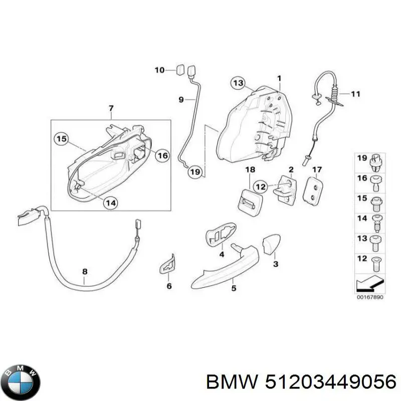 51203449056 BMW soporte de manilla exterior de puerta trasera derecha