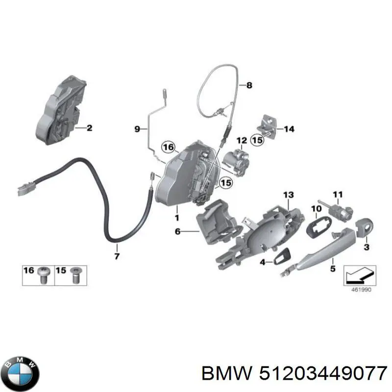 51203449077 BMW soporte de manilla exterior de puerta delantera izquierda