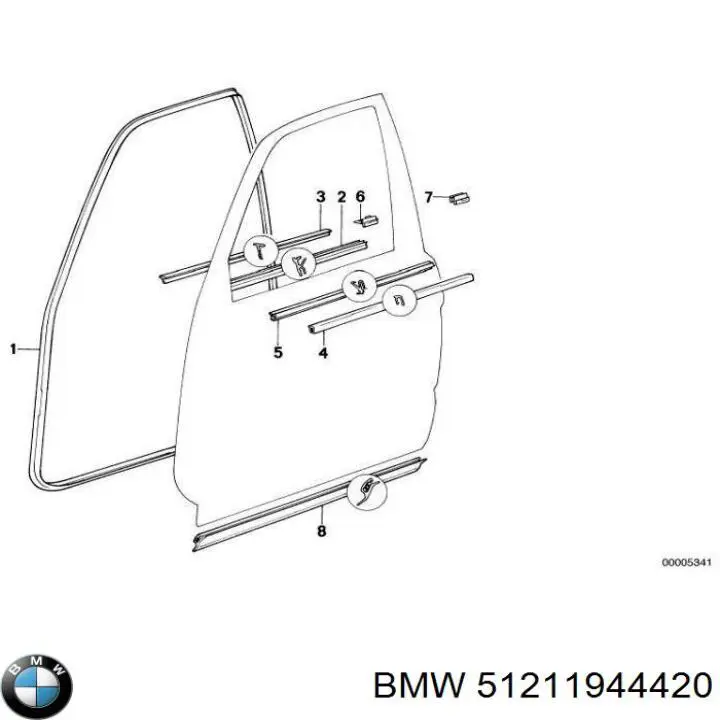 Revestimiento de la puerta delantera derecha para BMW 5 (E34)