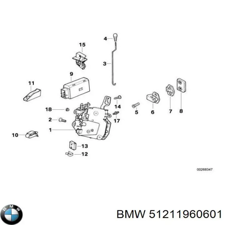 Cierre de la puerta delantera izquierda para BMW 3 (E36)