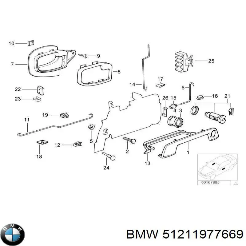 Maneta de puerta exterior delantero BMW 51211977669 precio, desde 7,96 EUR