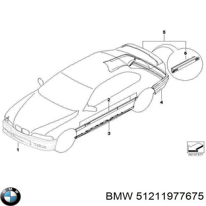 51211977675 BMW moldura de cristal de la ventana de la puerta trasera izquierda