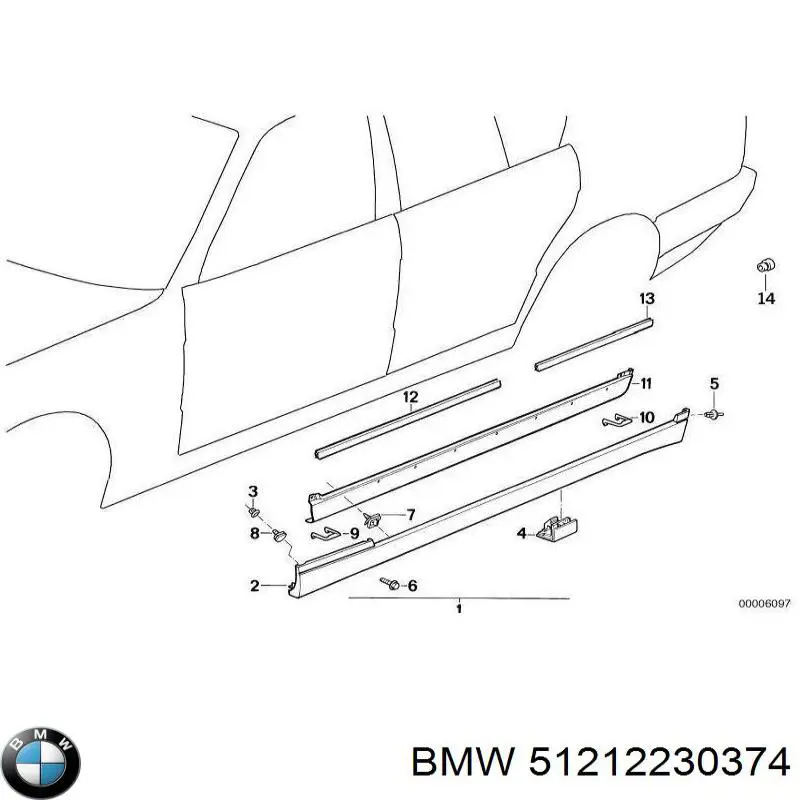 51212230374 BMW revestimiento de la puerta delantera derecha