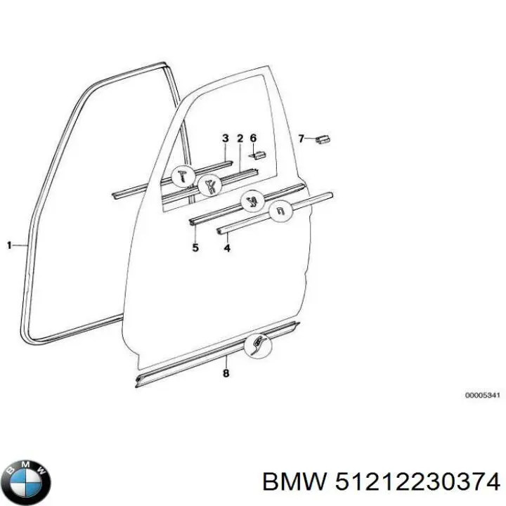 Comprar 51212230374 BMW Moldura de la puerta delantera derecha