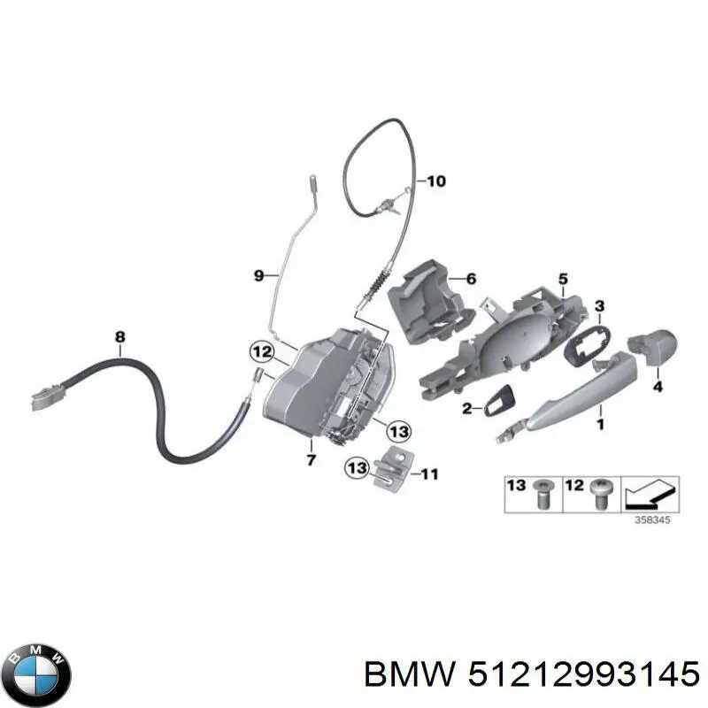 51212993145 BMW cilindro de cerradura de puerta delantera izquierda