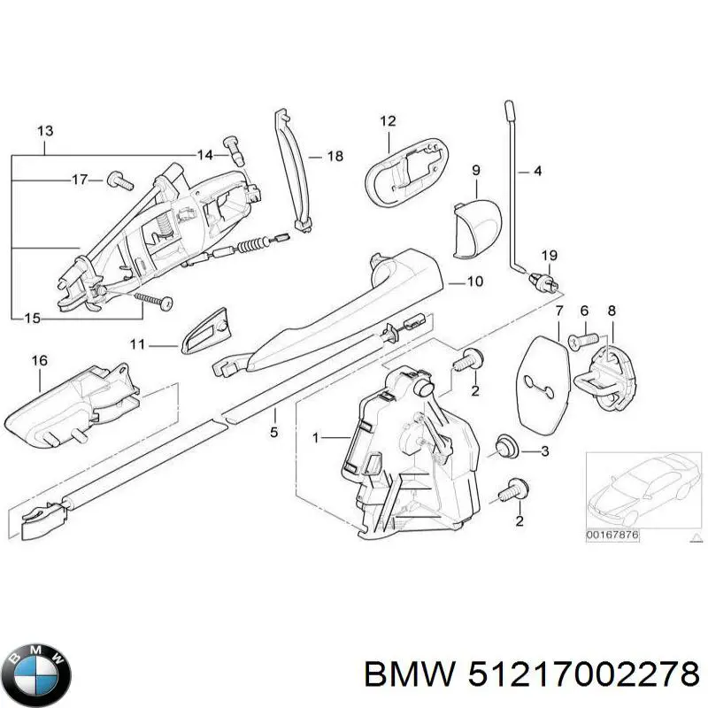 Tapa, manecilla puerta, delantera derecha para BMW 3 (E46)