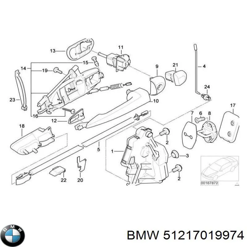 51217019974 BMW cilindro de cerradura de puerta delantera derecha