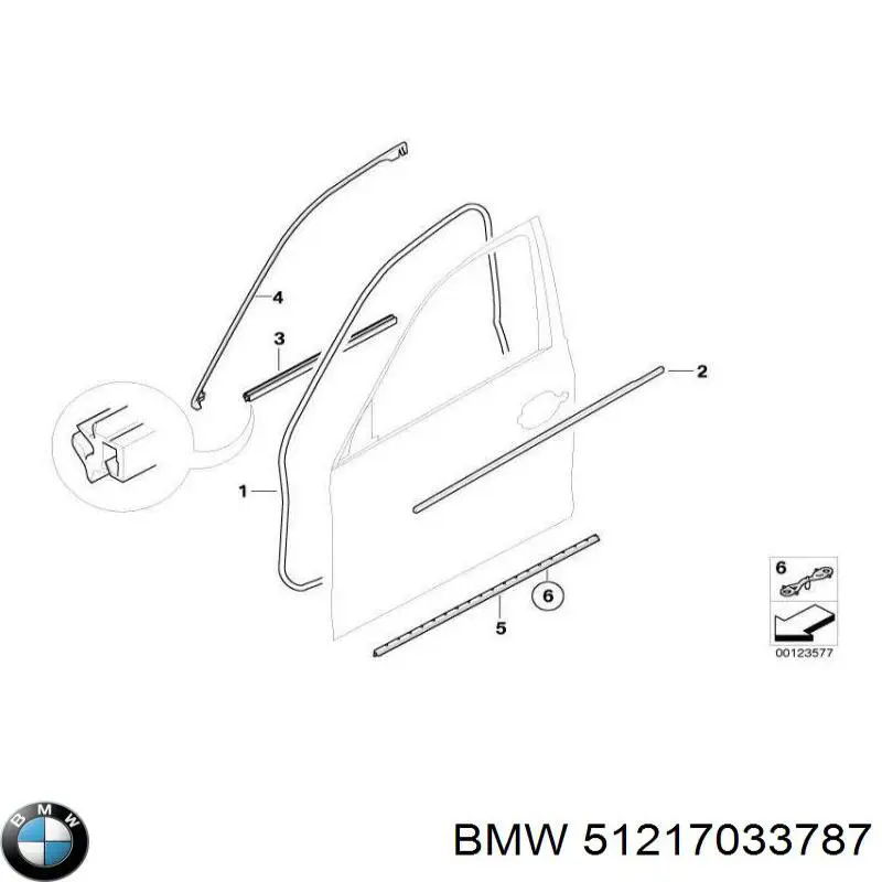 Junta de puerta delantera (en la carrocería) BMW 51217033787 precio, desde 68,24 EUR