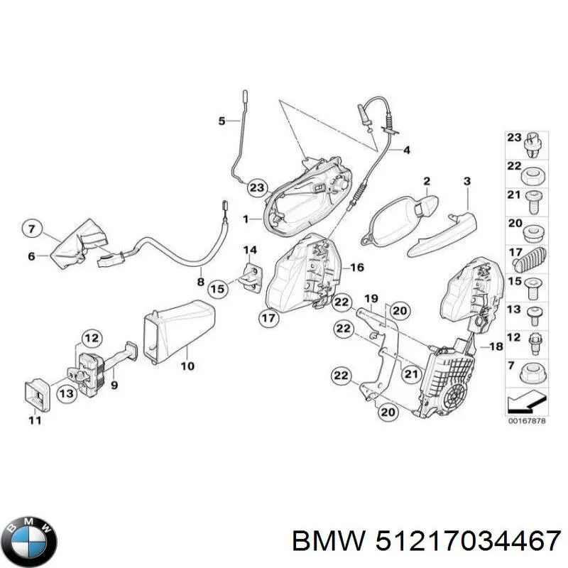 Cable de apertura de cerradura de puerta delantera izquierda BMW 51217034467 precio, desde 11,06 EUR