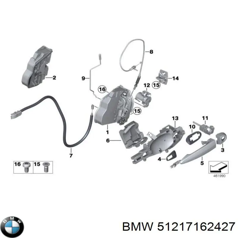 51217162427 BMW cilindro de cerradura de puerta delantera izquierda