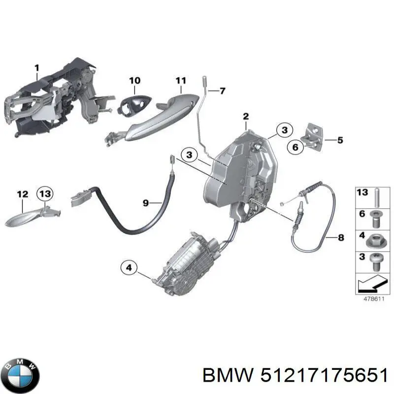 Cable de apertura de cerradura de puerta delantera BMW 51217175651 precio, desde 17,06 EUR
