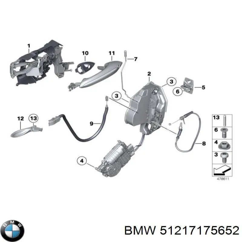 Comprar 51217175652 BMW Cable de apertura de cerradura de puerta delantera