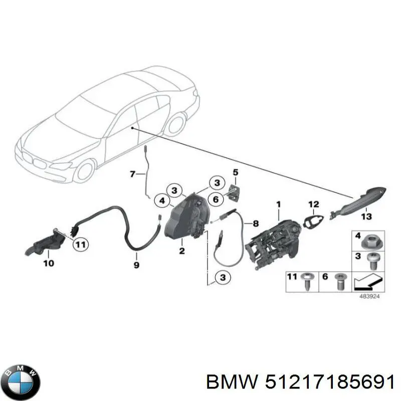 51217155153 BMW cerradura de puerta delantera izquierda