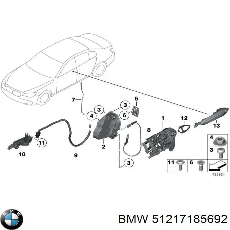 51217185692 BMW cerradura de puerta delantera derecha