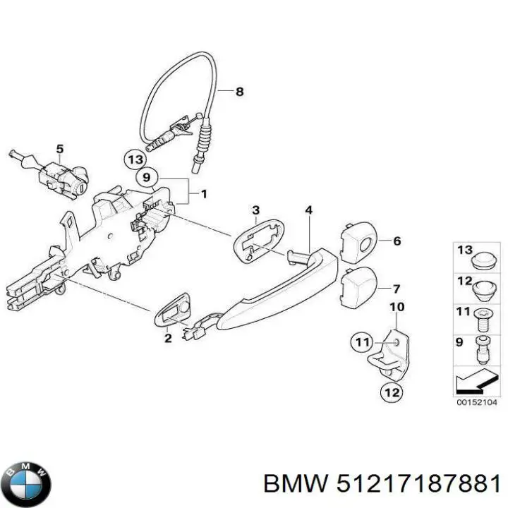 51217187881 BMW cilindro de cerradura de puerta delantera izquierda