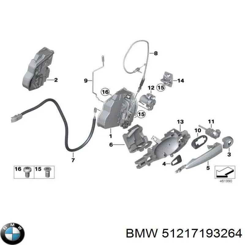 Soporte de manilla exterior de puerta delantera derecha para BMW X6 (E72)