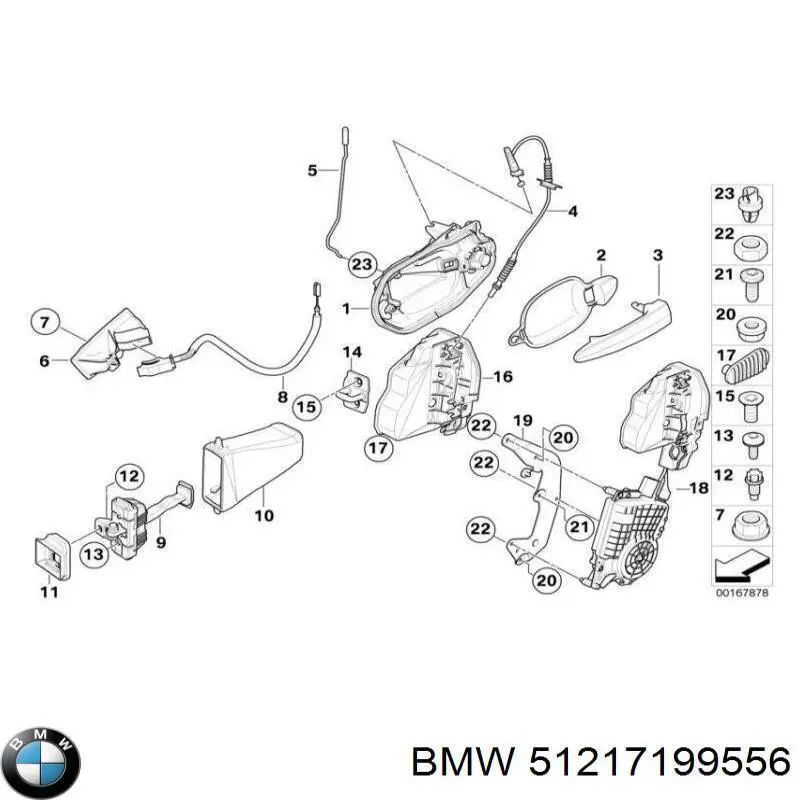 Soporte de manija exterior de puerta delantera derecha BMW 51217199556 precio, desde 39,20 EUR