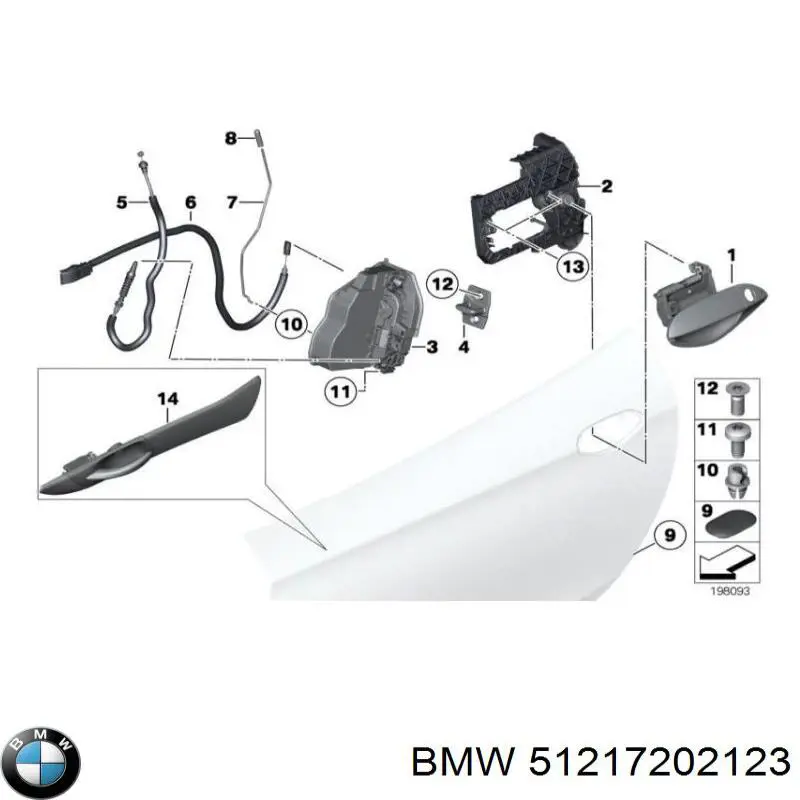 51217202123 BMW cerradura de puerta delantera izquierda