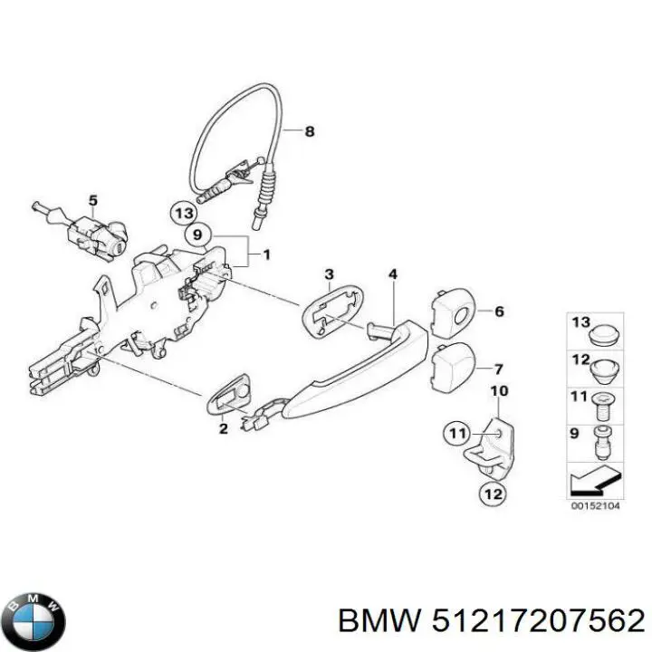 Comprar 51217207562 BMW Manija exterior derecha delantera/trasera de puerta