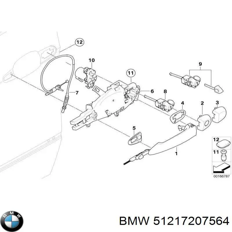 51217207564 BMW tirador de puerta exterior trasero derecho