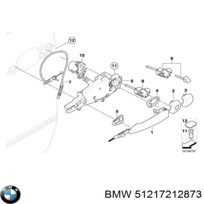 51217212873 BMW cilindro de cerradura de puerta delantera izquierda