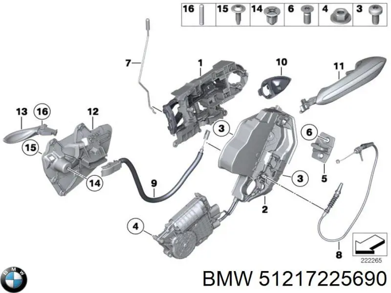 Manecilla de puerta, equipamiento habitáculo, derecha delantera/trasera para BMW 5 (F10)