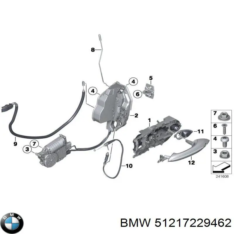 51217229462 BMW cerradura de puerta delantera derecha