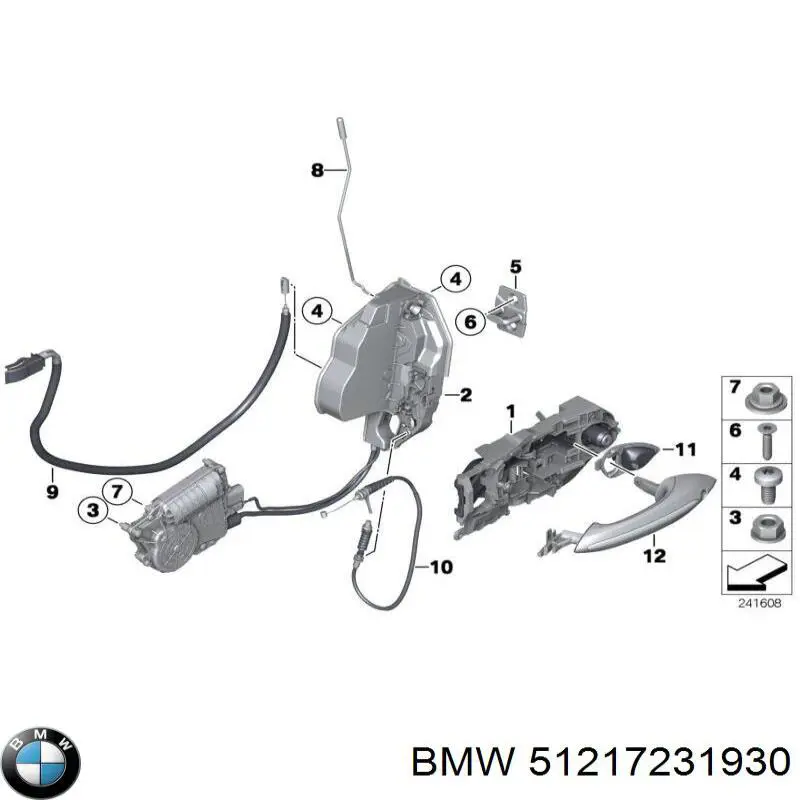 Tirador de puerta exterior trasero derecho para BMW 7 (F01, F02, F03, F04)