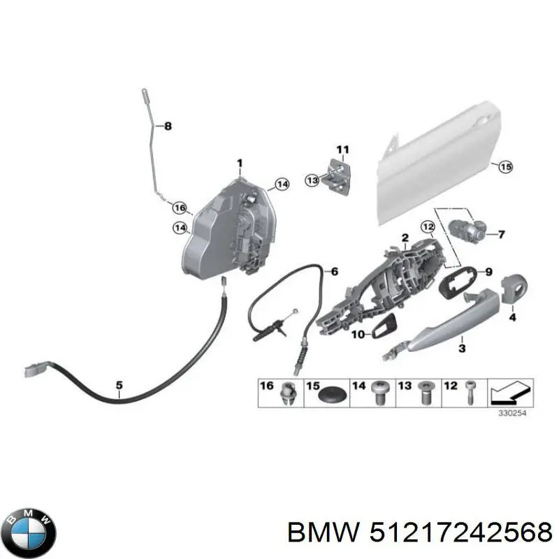Soporte de manilla exterior de puerta delantera derecha para BMW 2 (F23)
