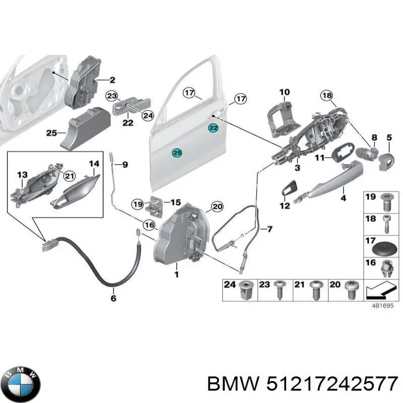 Cable de apertura de cerradura de puerta delantera izquierda BMW 51217242577 precio, desde 34,62 EUR