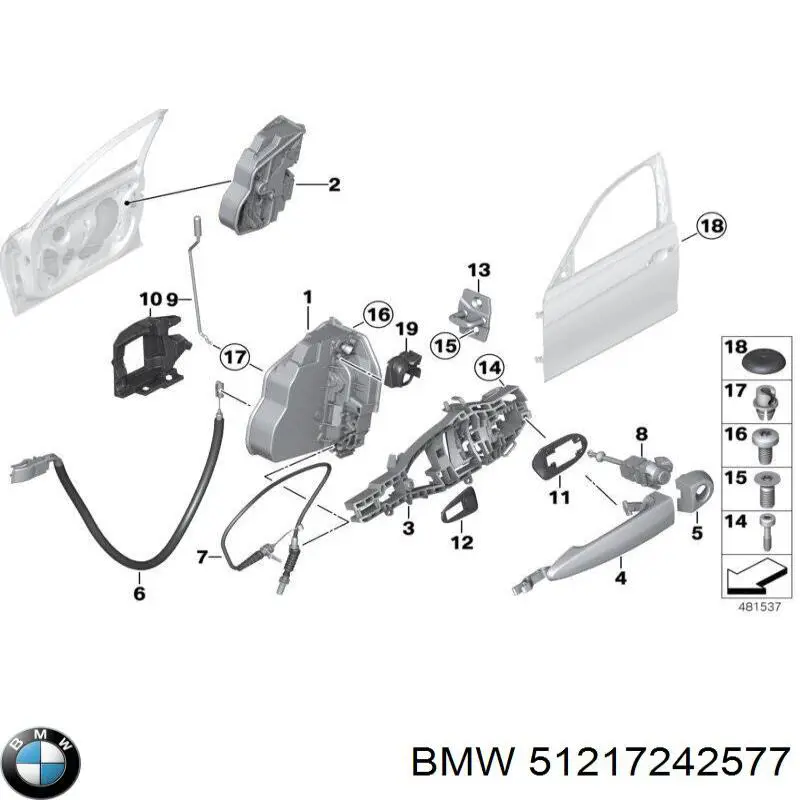 51217242577 BMW Cable de apertura de cerradura de puerta delantera izquierda