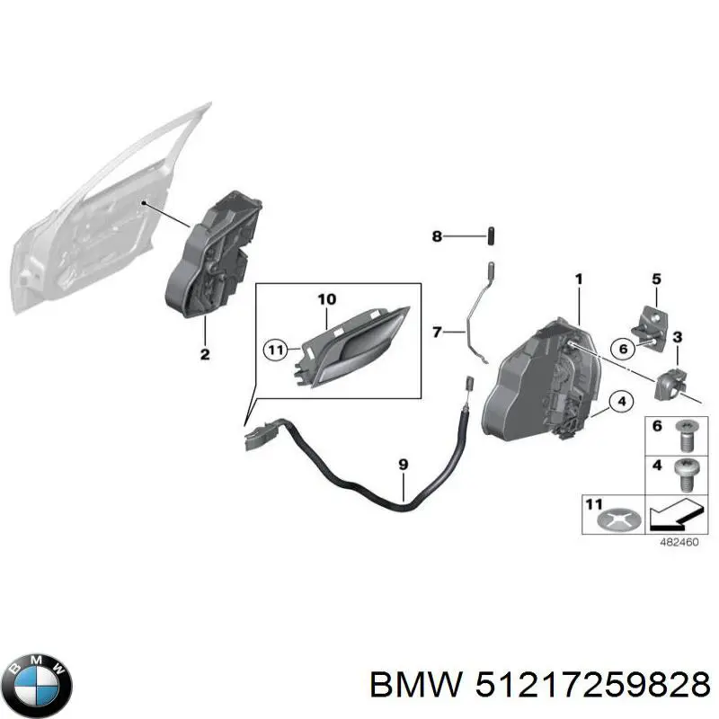 51217259828 BMW cable de accionamiento, desbloqueo de puerta delantera izquierda