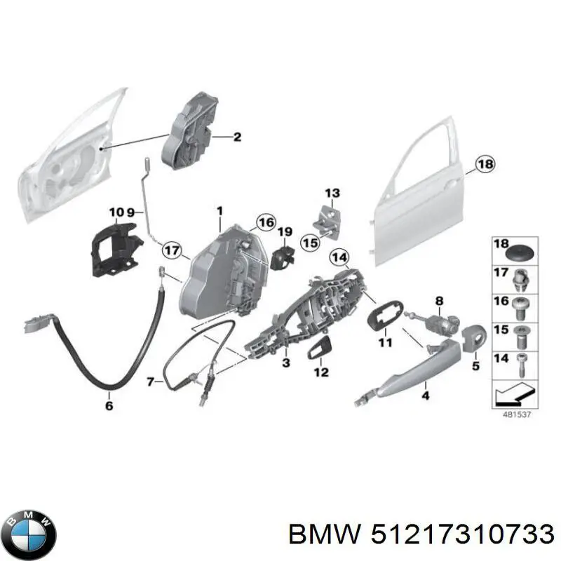 51217310733 BMW cilindro de cerradura de puerta delantera izquierda