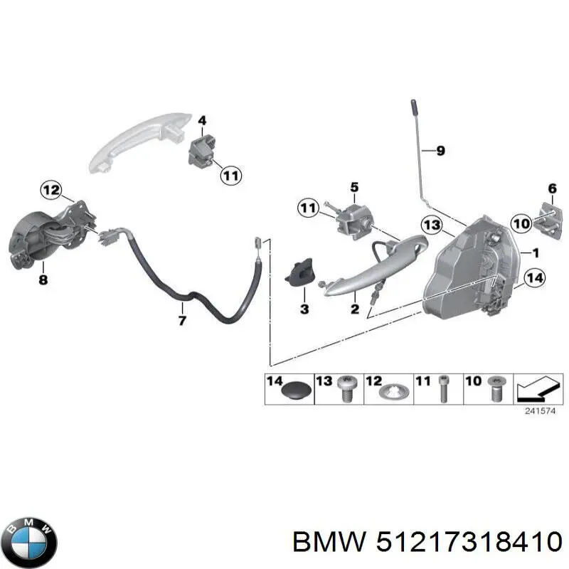 Cerradura de puerta delantera derecha 51217154620 BMW